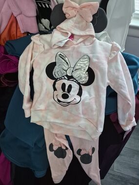 Justice Pink Minnie Mouse Sequin Hoodie & Leggings Set